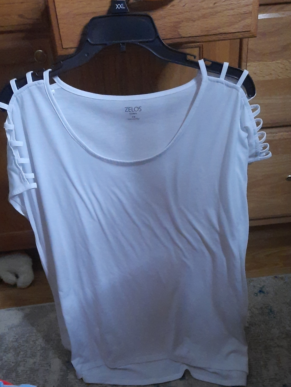 ZELOS White Cold-Shoulder Ladder Strap Top